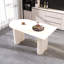 Table de salle à manger moderne 63 po blanc crème, plateau ovale irrégulier avec pieds ondulés cannelés pour 4 à 8 personnes