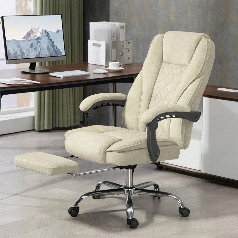 Fauteuil de massage avec repose-pieds à 6 points de vibration inclinables et chauffants, Beige
