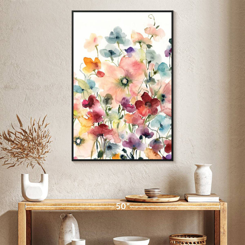 Coquelicots et pois sucrés, Cadre flottant noir, 27 po x 40 po