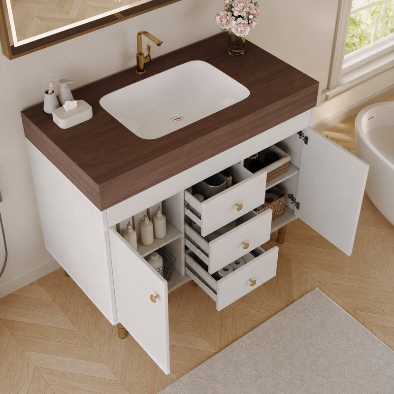 Meuble-lavabo autoportant 36 po avec lavabo en céramique et beaucoup de rangement 36 po