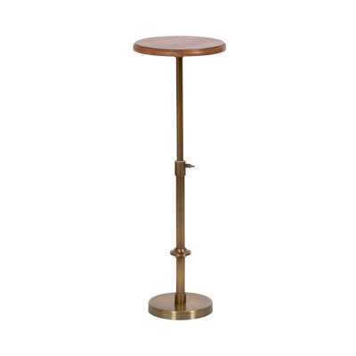 Modern Adjustable-Height Metal and Wood Pedestal Table