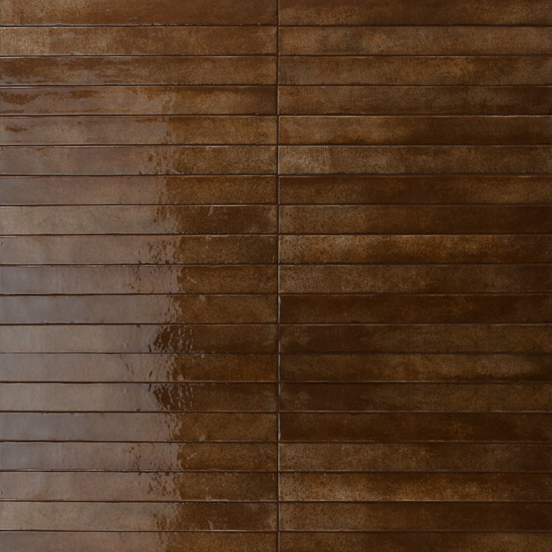 Liv 2" x 18" Zellige Subway Porcelain Wall Tile, Chocolate Brown