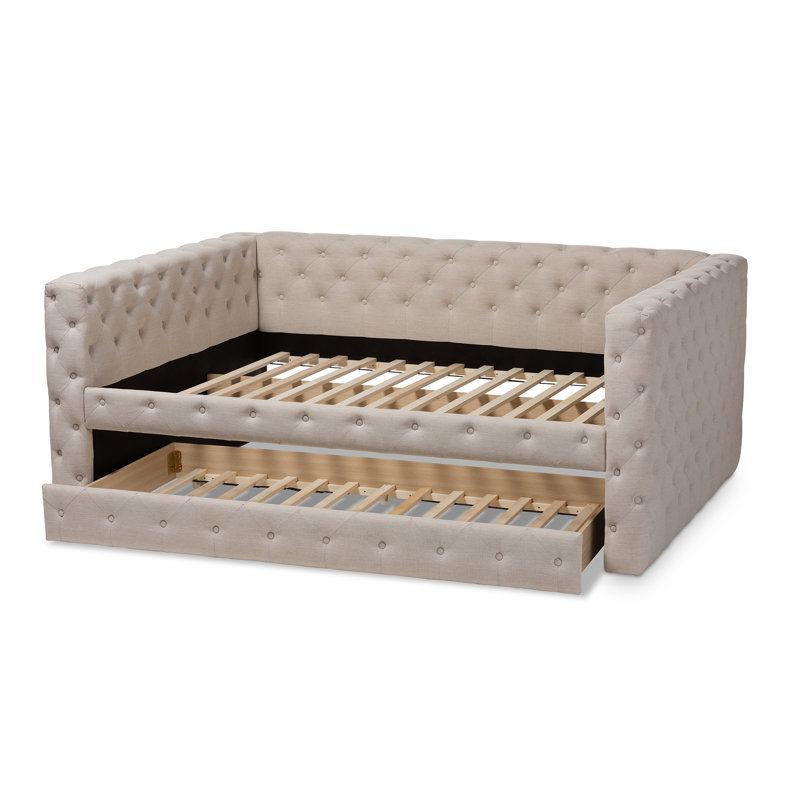 Lit de jour Tangier, Double, Beige clair, Lit gigogne inclus