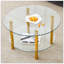 Table basse contemporaine en verre trempé à double couche avec rangement ouvert et support stable