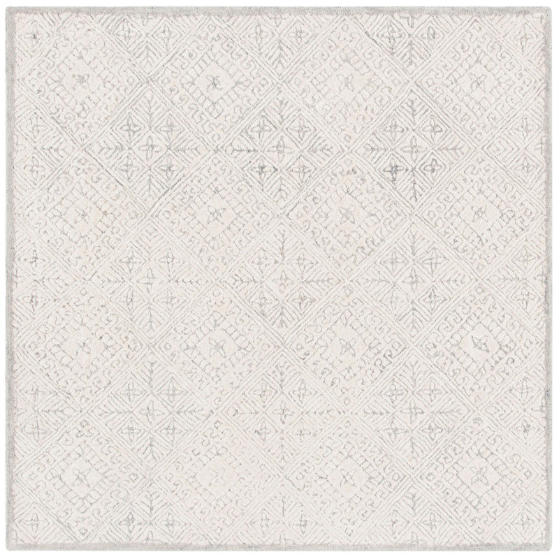 Freddy Hand Tufted Wool Geometric Rug, Square 6'