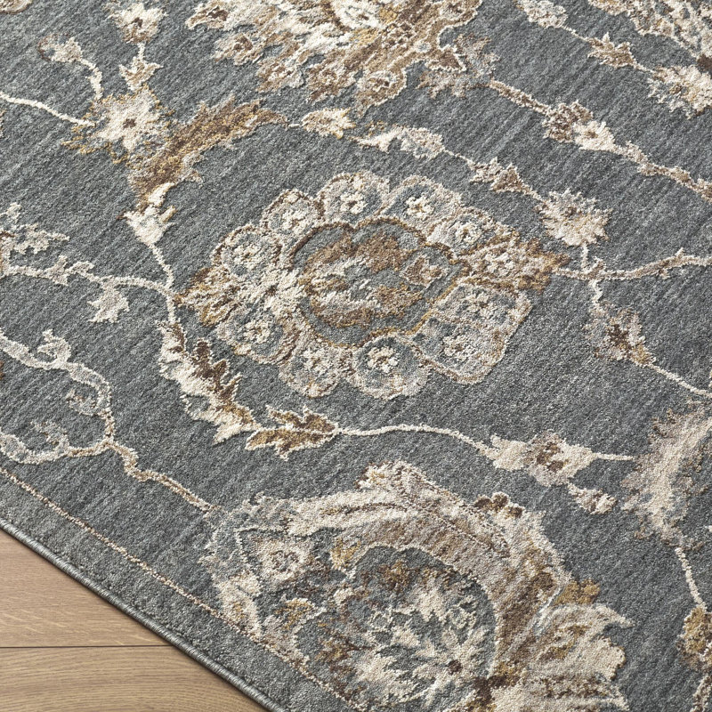 Tapis tissé à la machine Lyncolle, Rectangle 7 pi 10 po x 10 pi 2 po, Gris anthracite