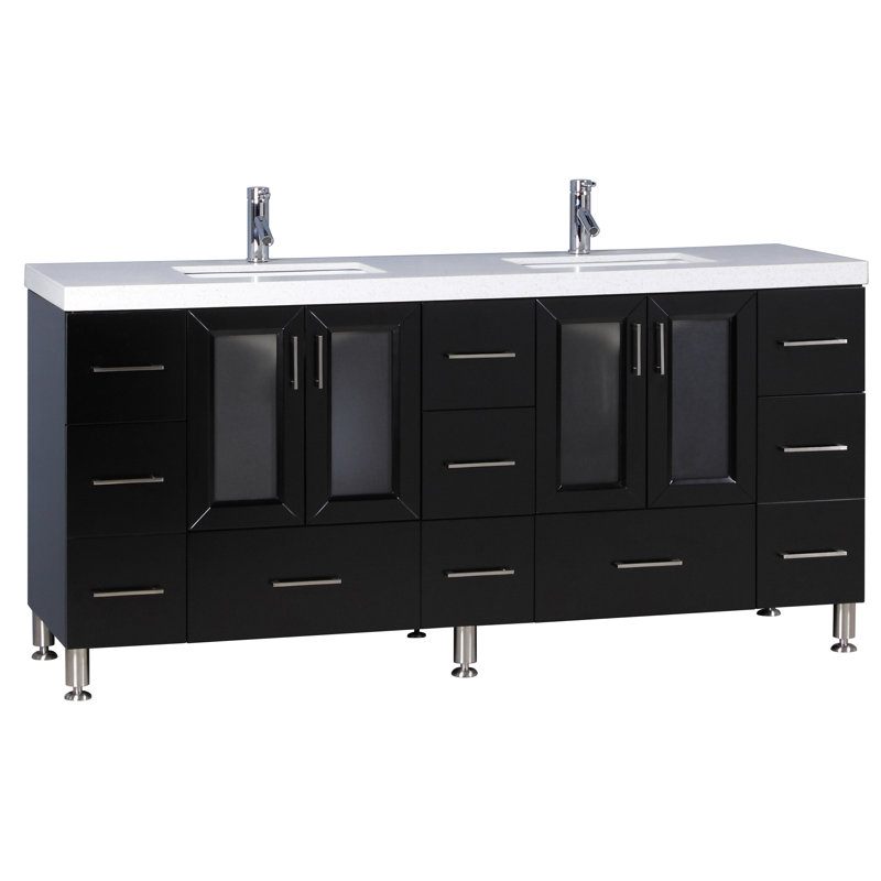 Ensemble de meuble-lavabo de salle de bain double 72 po Karson, Espresso