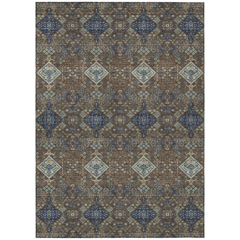 Machine Washable Indoor/Outdoor Chantille ACN2477 Global Rug, 10' x 14', Chocolate