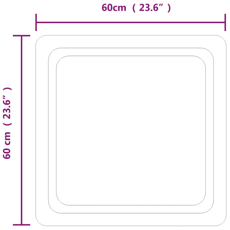 Flat Vanity Mirror, 60 cm H x 60 cm W