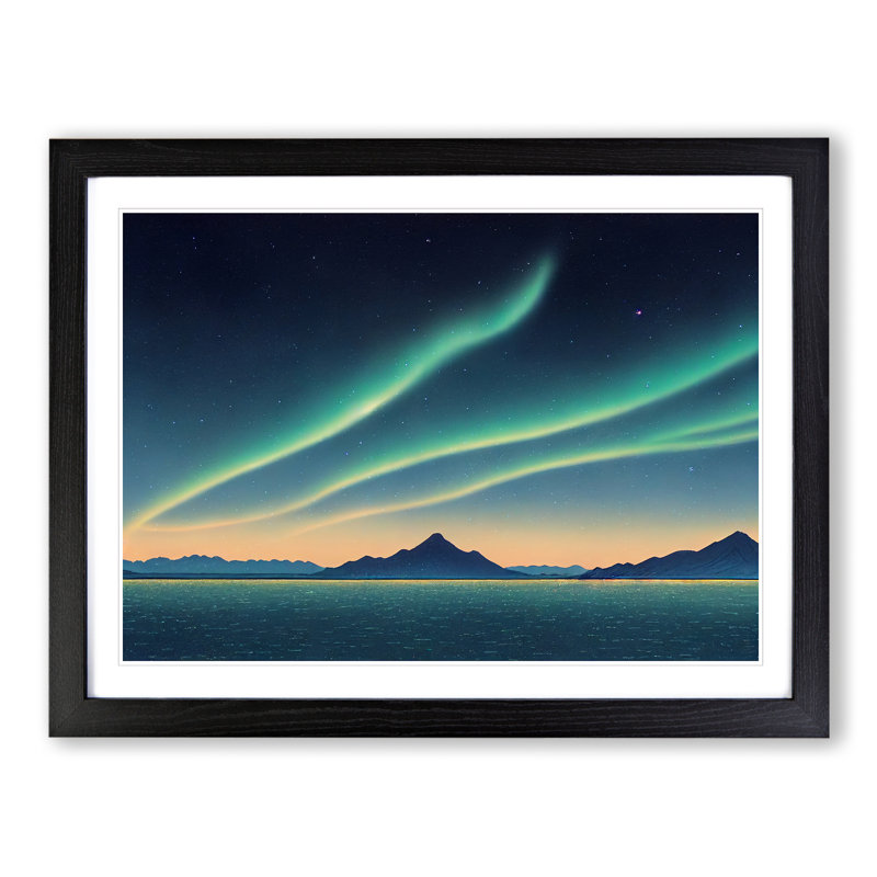 Enthralling Northern Lights - Single Picture Frame Print, Black , 46cm H x 64cm W x 2cm D