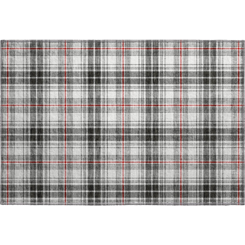 Premium Machine Washable Natoma AMF993 Plaid Rug, Rectangle 1'8" x 2'6"