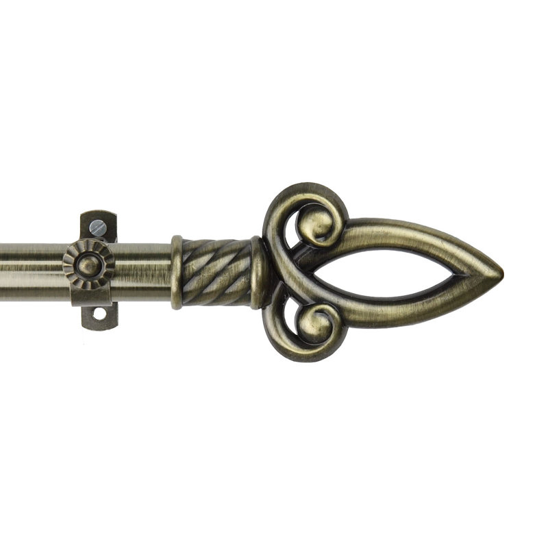 Tringle à rideaux double Braggs, H 66 po x l 120 po, Laiton antique
