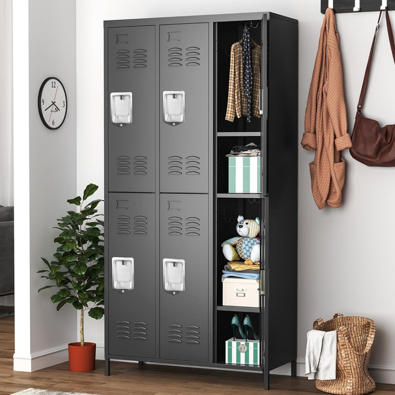72"H Metal Locker for Employees – Heavy Duty Steel Storage Cabinet with Ventilated Doors for School Gym Garage Office (6 Door)