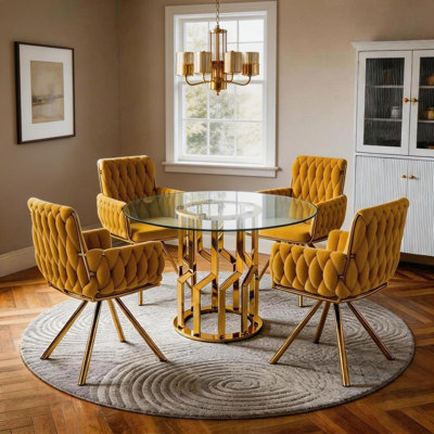 Ensemble de table de salle à manger en verre trempé 47,2 po Feliz pour 4 personnes