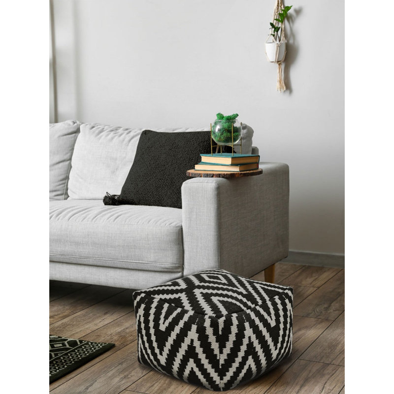 Darrion 55cm Wide Pouffe Ottoman, Black
