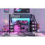 Lit mezzanine double en métal avec garde-robe et lumière DEL, lit mezzanine double avec bureau en forme de L et port USB-1966120671