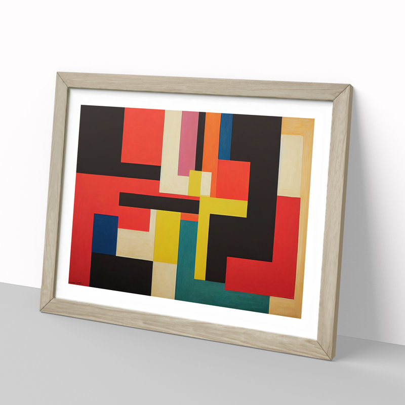 Modern Bauhaus Vol.4 Abstract - Framed Print, 46cm H x 64cm W x 2cm D, Oak
