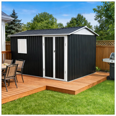 Durable Metal Garden Shed for Patio and Backyard Tool Storage with Weather-Resistant Design and Translucent Window