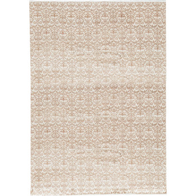 Tapis ivoire et brun noué à la main de haute qualité