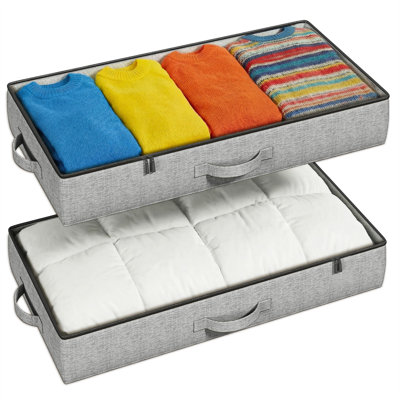 Paquet de 2 contenants de rangement sous le lit, bac de rangement de dessous de lit bas de 4,5 pouces avec parois / fond robustes, 2 bacs de rangement sous le lit