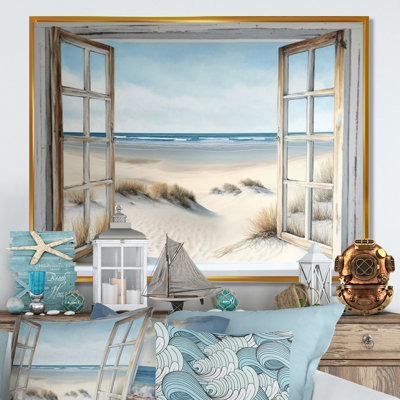 Window to the Beach - Coastal Window wall art print, Beach canvas print