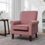 Fauteuil à accoudoirs roulés traditionnel, structure en bois de bouleau massif avec pieds fuselés bruns, chaise rembourrée en mélange de polyester avec siège rembourré de mousse pour le bureau du salon