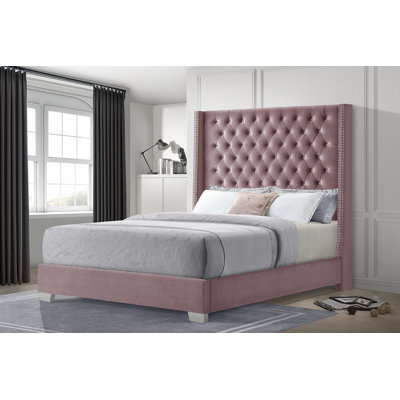 Evelynrose Upholstered Velvet Standard Bed
