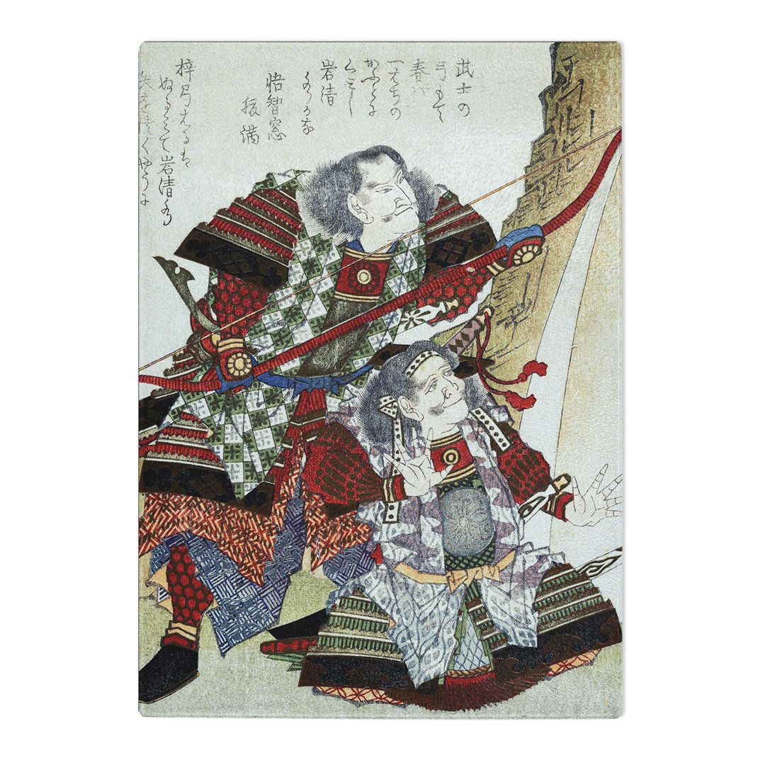 Tempered Glass Two Warriors by Yashima Gakutei Chopping Board