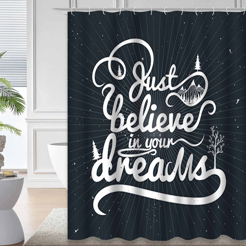 Rideau de douche romantique avec 12 crochets, L 72 po x l 84 po