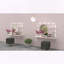 Floating Wall Mounted Makeup Vanity with Arched Mirror,12 LED Bulbs & 4 Metal Shelves