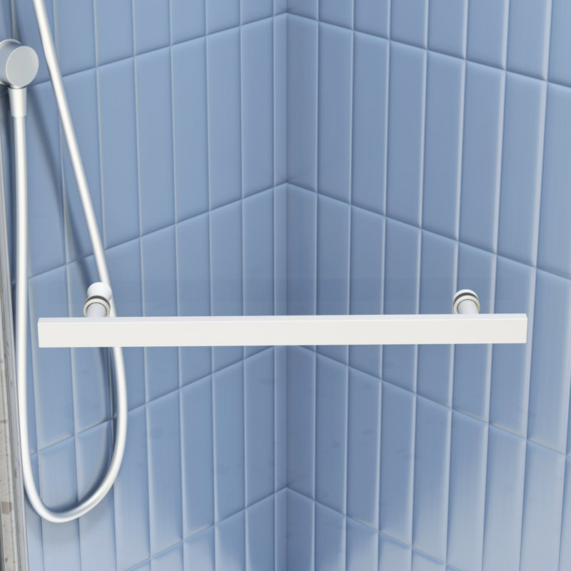 Pivot de porte de douche en verre trempé 1/4 po - Blanc mat - Angle de mouvement confortable de 34,75 po x 72 po. Bonne protection contre les fuites.