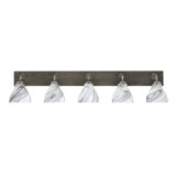 Oxbridge 5 Light Bath Bar Shown With 6.25" Onyx Swirl Glass