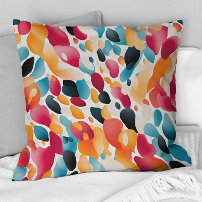 Rose et bleu vibrant abstrait sauvage - coussin décoratif imprimé abstrait