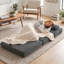 Chaise de sol pliable avec dossier et coussin de soutien lombaire, gris foncé-1050031763