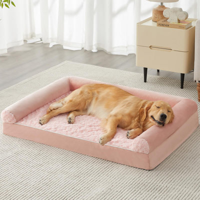 Lit pour chien, lit imperméable avec housse amovible et lavable, rose