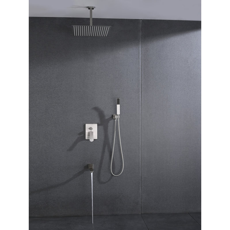 Ensemble de système de douche de plafond avec douche à main et pomme de douche 16 po