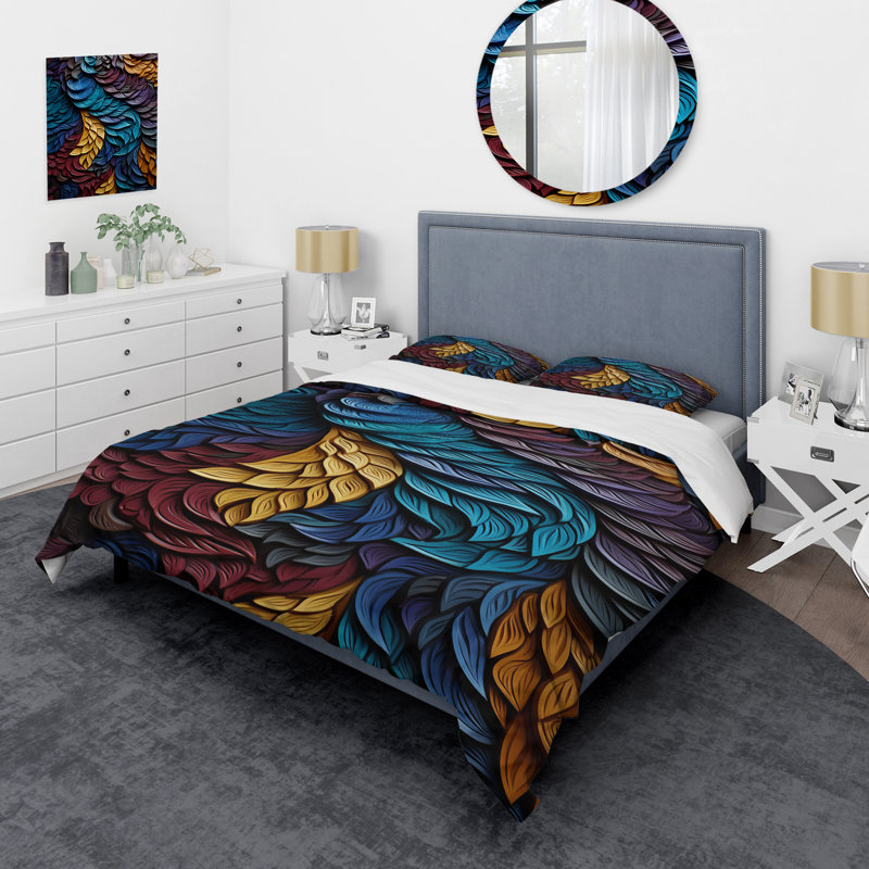Ensemble de housse de couette Natures Coloful Leaf Essence - Tachisme, Housse de couette pour grand lit et 2 taies décor