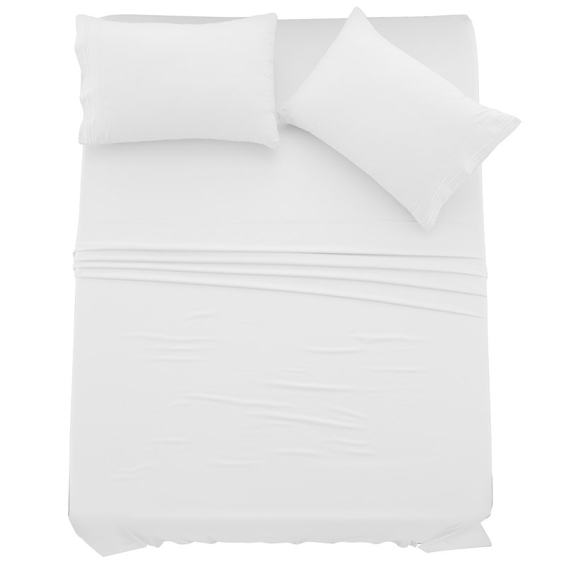 Lux Decor 4-Piece Ultra Soft Microfiber Sheet Set Deep Pocket Fitted Sheet, Wrinkle-Resistant & Easy Care Bedding, White