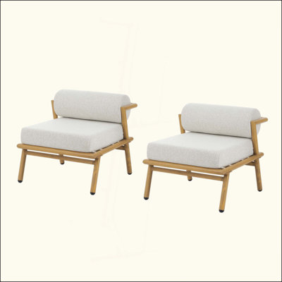 Fauteuil club d'extérieur en fer au fini patio, coussin, ensemble de 2
