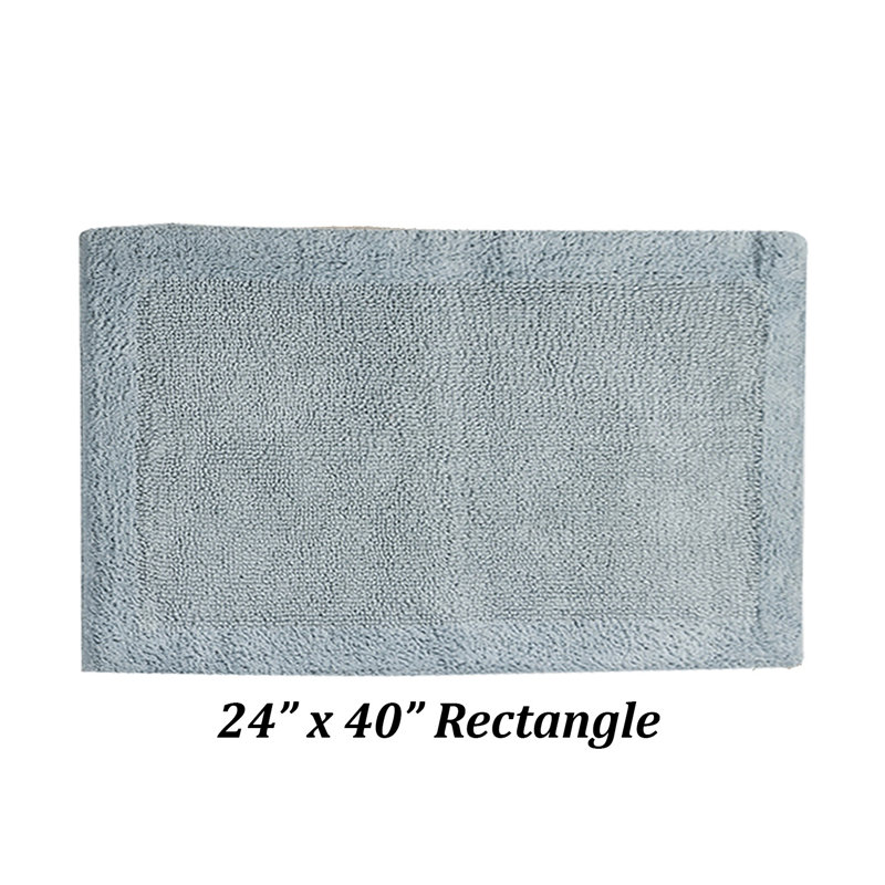Jasmyne Premium 100% Cotton Tufted Reversible Bath Rug, Extra Soft & Super Absorbent, Machine Washable Bathroom Rug for Shower, Tub & Sink Area, 24" x 40", Blue