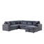 Canapé-lit modulaire avec coussins décoratifs et méridienne avec rangement à droite