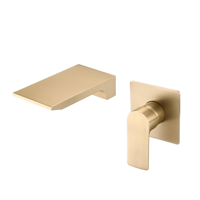 Wall Mount Waterfall Bathtub Faucet, Brushed Gold