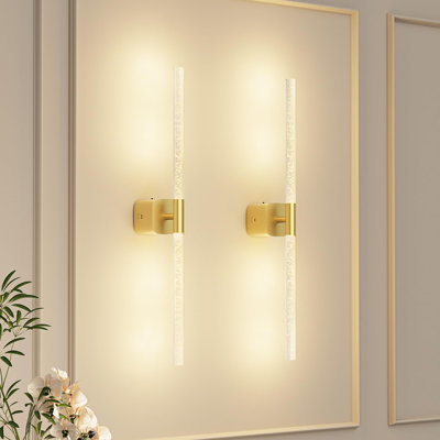Ensemble de 2 appliques murales rechargeables sans fil 23,62 "rotatives à 360 ° avec télécommande et contrôle tactile pour le couloir de la chambre à coucher