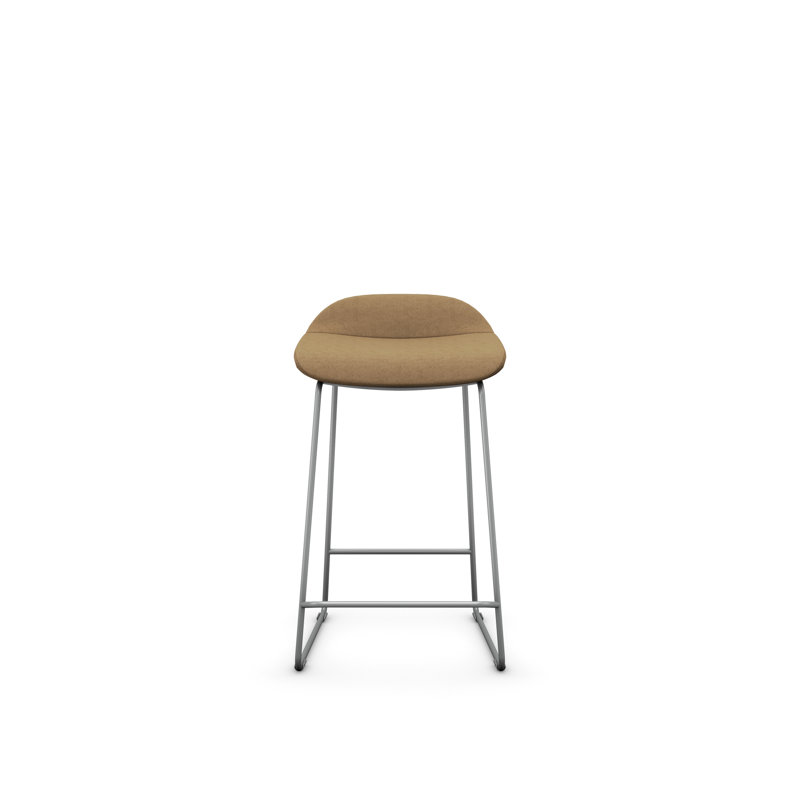 Tabouret Lilly , Argent, Polyester latte, Tabouret de comptoir (siège d'une hauteur de 24 p