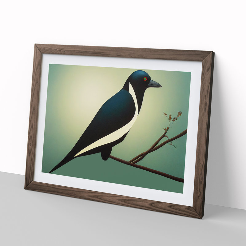 An Astonishing Magpie Bird - Framed Print, Brown, 46cm H x 64cm W x 2cm D