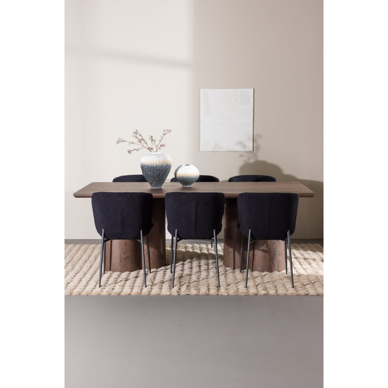 Finian 6 - Person Dining Set, Black, Brown, Black