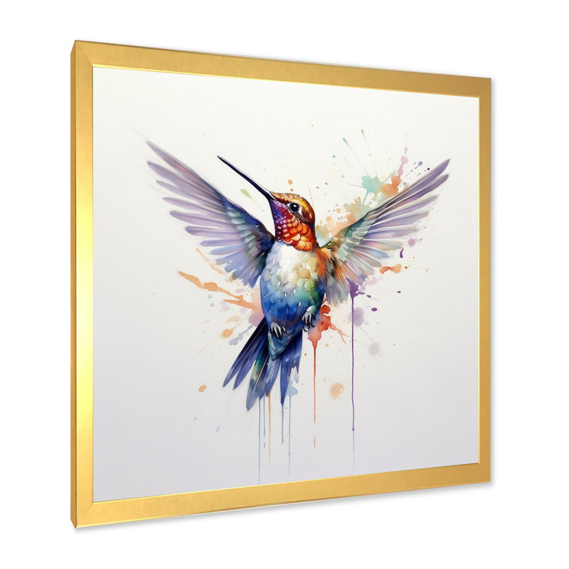 «Graceful Hummingbird I», reproduction d'art sur toile, H 36 po x l 36 po x P 1,5 po, Cadre doré à une seule photo