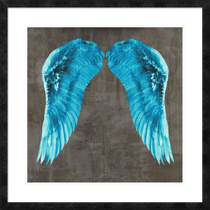 «Angel Wings V» par Joannoo, art mural encadré, H 19,5 po x l 19,5 po x P 1 po, Cadre noir Tribeca, Blanc brillant