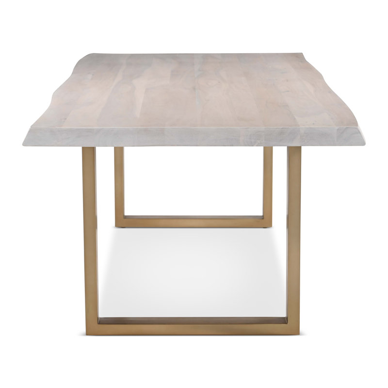Brooks Dining Table, 29.75"H x 79"L x 40"W, White Wash, Brass