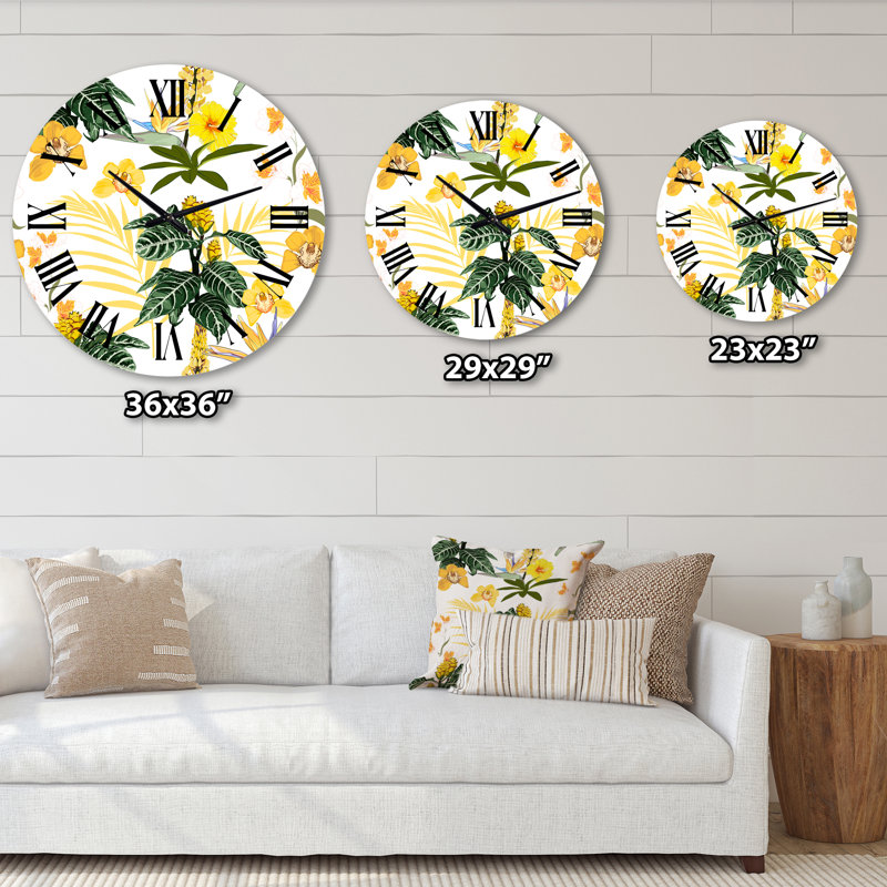 «Of Beautiful Flowers» - Horloge murale moderne, Surdimensionné